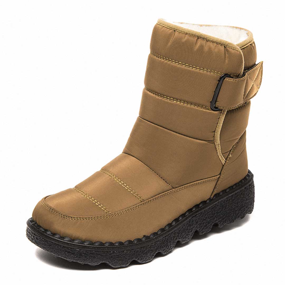 Women's Winter Boots - Waterproof - Quilted Design - Velcro Closure - Non-Slip Sole