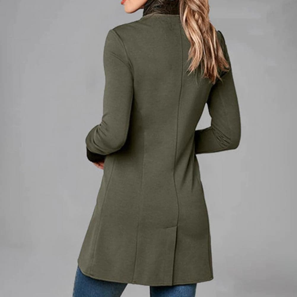 Kvinder’s Frakke – Asymmetrisk Knaplukning – Høj Krave – Langærmet – Elegant Fit