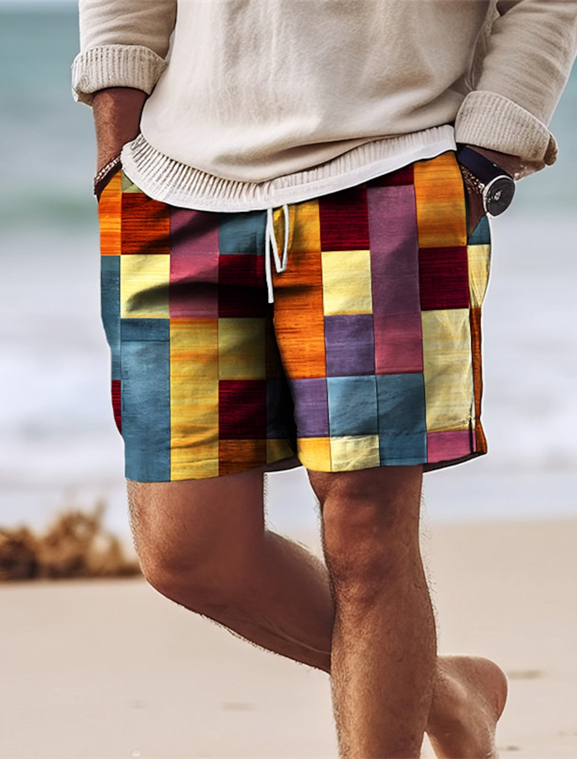 Men's Swim Shorts – Quick-Drying Fabric – Regular Fit – Medium Leg Length – Adjustable Waist