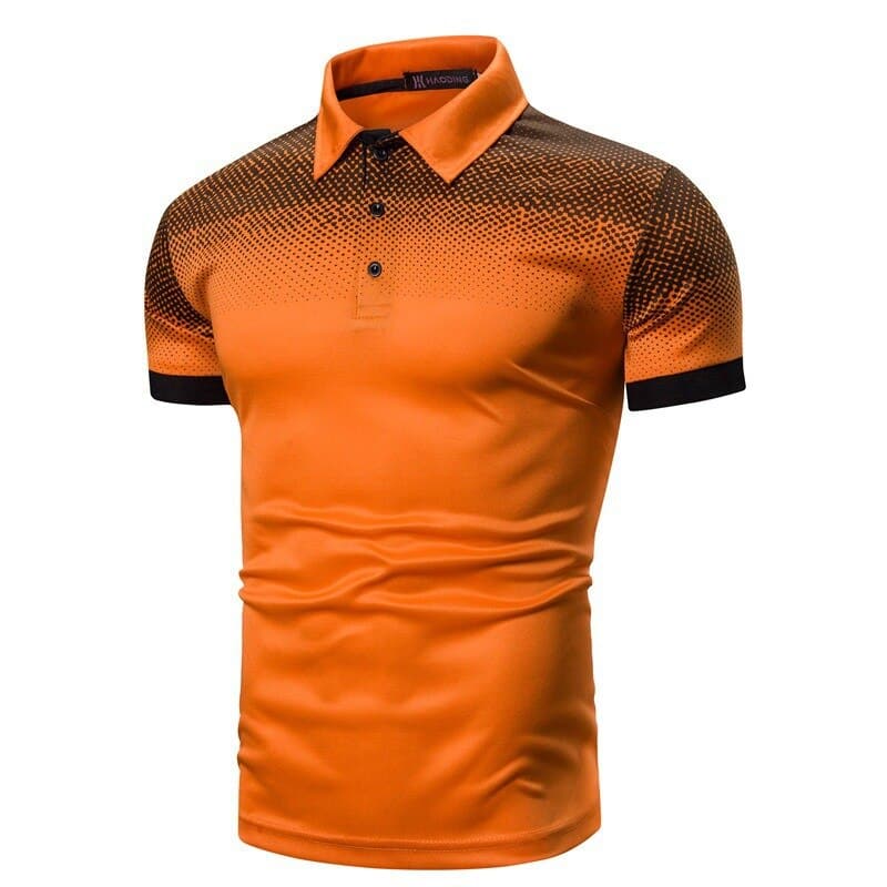 Men's Polo Shirt - Slim Fit - Short Sleeves - Gradient Pattern - Breathable and Comfortable
