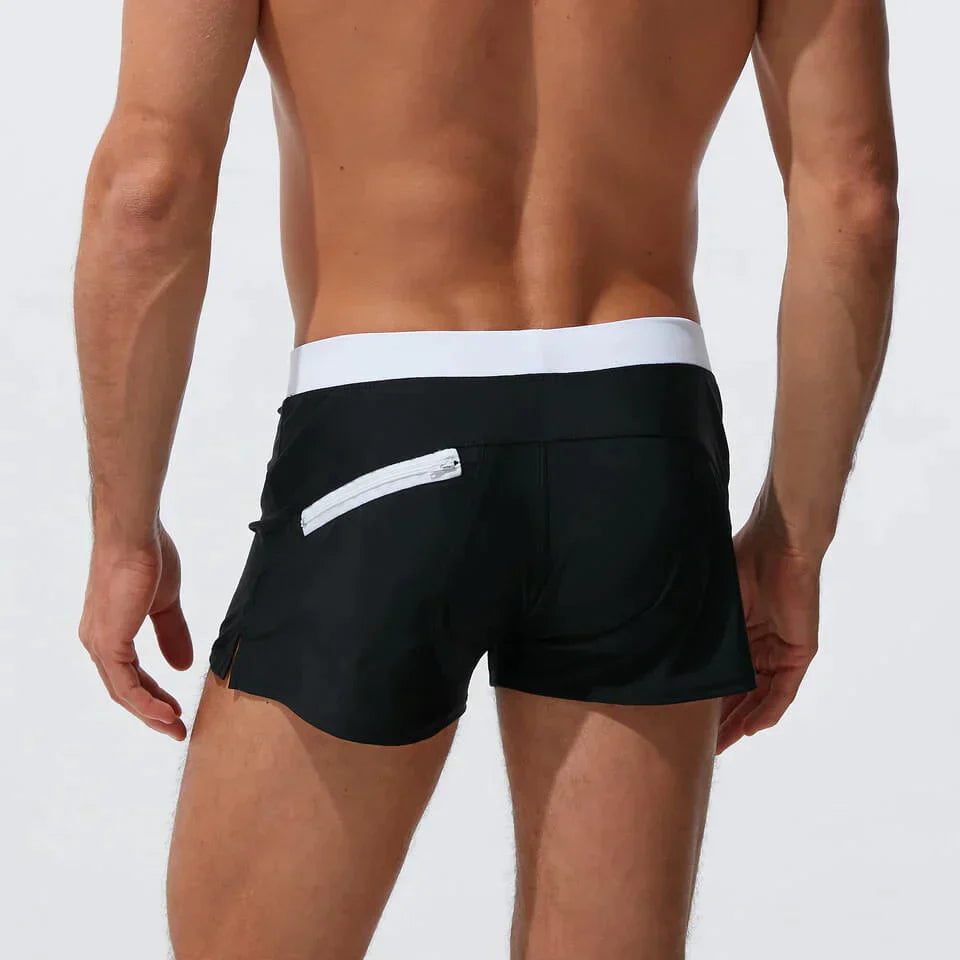 Men's Swim Shorts – Slim Fit – Short Length – Lightweight and Breathable – Adjustable Waist