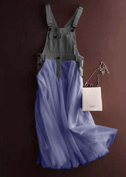 Dress for women – A-line fit – Denim top – Soft tulle skirt – Adjustable straps