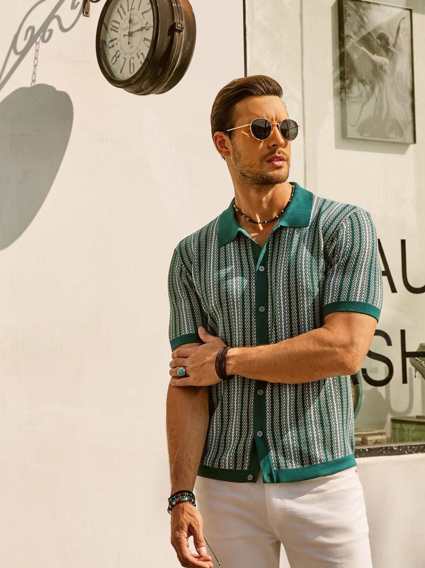 Men's Polo Shirt – Slim Fit – Retro Striped – Short Sleeve – Breathable Blend