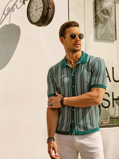 Men's Polo Shirt – Slim Fit – Retro Striped – Short Sleeve – Breathable Blend