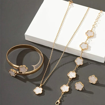 Sienna 3-Piece Jewelry Set | Necklace, Earrings & Bracelet with Flower Charms
