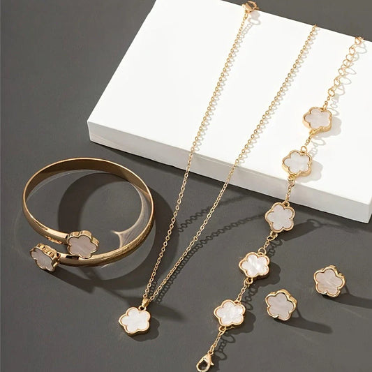 Sienna 3-Piece Jewelry Set | Necklace, Earrings & Bracelet with Flower Charms