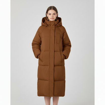 Women's Winter Mid-Length Cotton Coat - Oversized Hooded Puffer Jacket