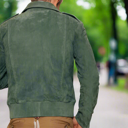Herrejakke - Ruskind - Lynlås Lukning - Tailored Fit - Praktiske Lommer