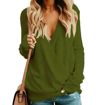 Women's Wrap Cardigan – Relaxed Fit – Soft Knit – Deep V-Neck – Long Sleeves