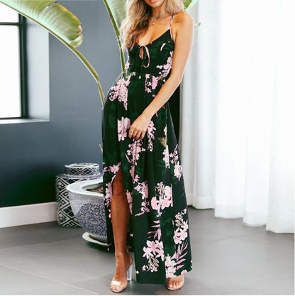 Women's Maxi Dress – Relaxed Fit – Spaghetti Straps – Floral Print – Light and Airy