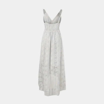 Women's Midi Dress – Relaxed Fit – Lace Details – Spaghetti Straps – Boho Look