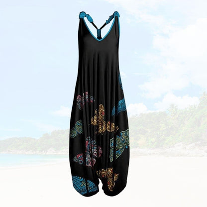 Women's Jumpsuit – Relaxed Fit – Sleeveless – Light Breathable Fabric – Full Length