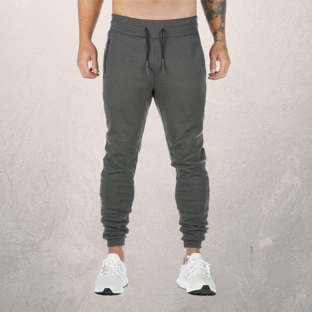 Herrebukser Joggers - Slim Fit - Elastisk Talje med Snøre - Ribmanchet - Lynlåslommer