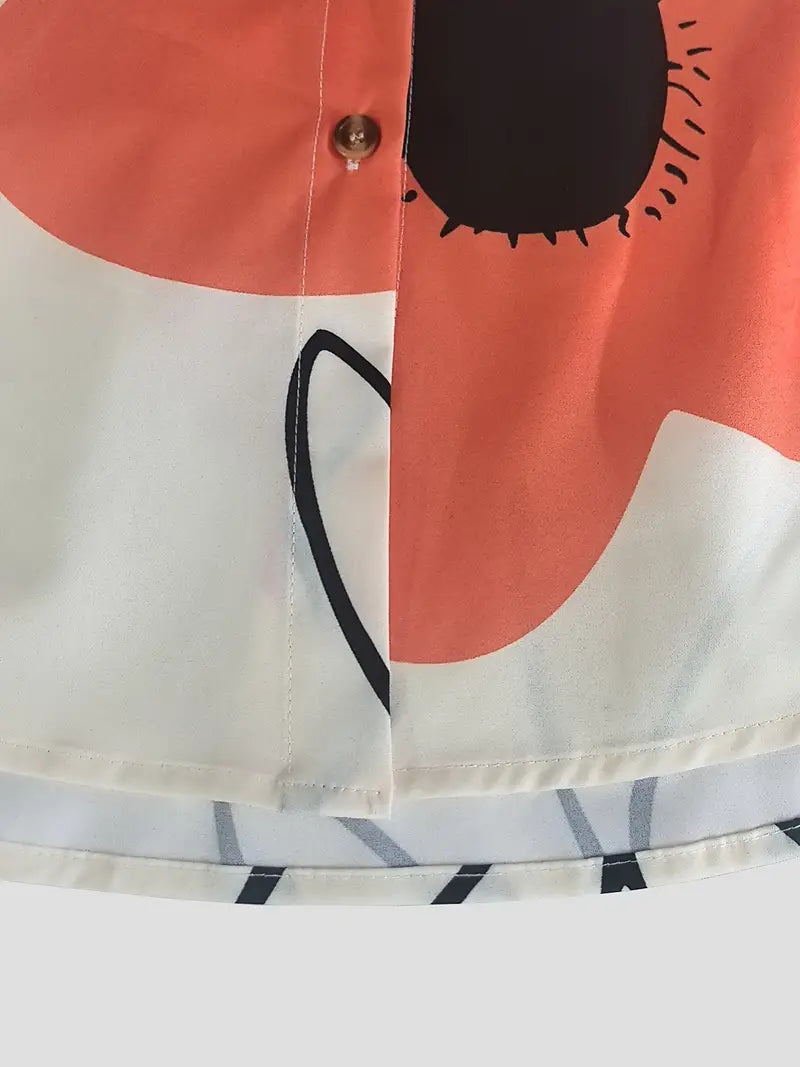 Women's Shirt Dress - Button Closure - Collar - Short Sleeve - Loose Fit - Casual Look