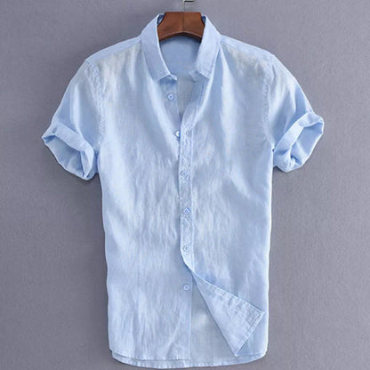 Men's Shirt with Short Sleeves – Relaxed Fit – Natural Fibers – Button Closure