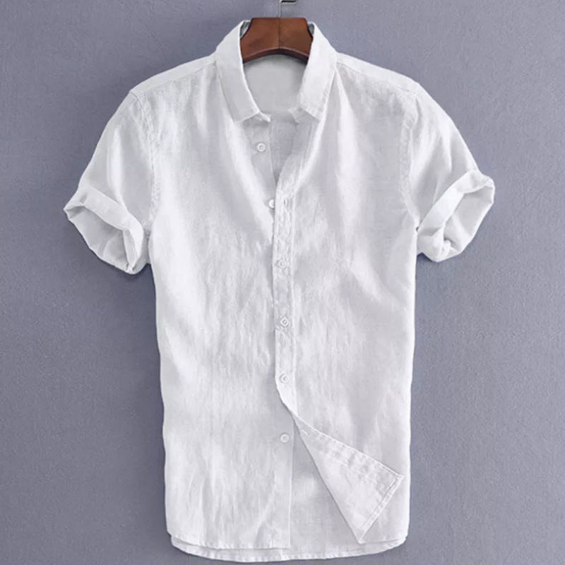 Men's Shirt with Short Sleeves – Relaxed Fit – Natural Fibers – Button Closure