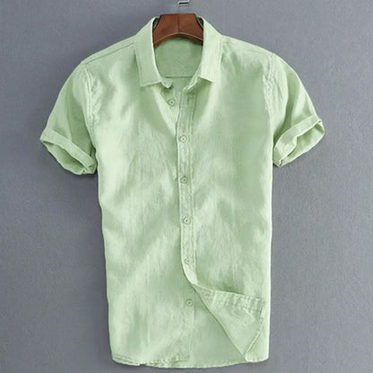 Men's Shirt with Short Sleeves – Relaxed Fit – Natural Fibers – Button Closure