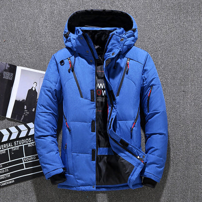 Men’s Puffer Jacket - Woven Fabric - Hooded - Relaxed Fit - Hip Length