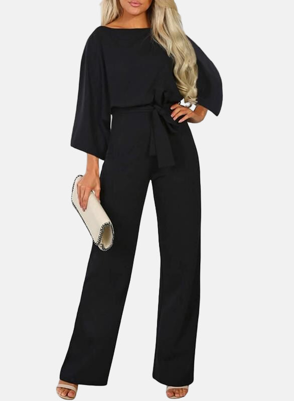 Women's Jumpsuit - Wide Leg - Belted Waist - Elegant Outfit