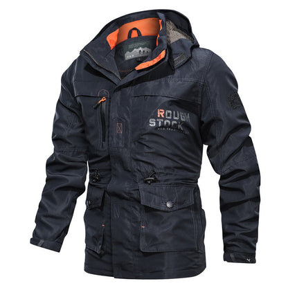 Men's Outdoor Jacket – Water-Resistant – Hood – Relaxed Fit – Multiple Pockets