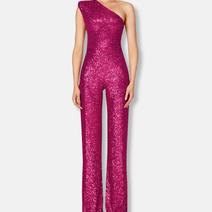 Stella Sequined One-Shoulder Wide Leg Jumpsuit | Sleeveless Jumpsuit