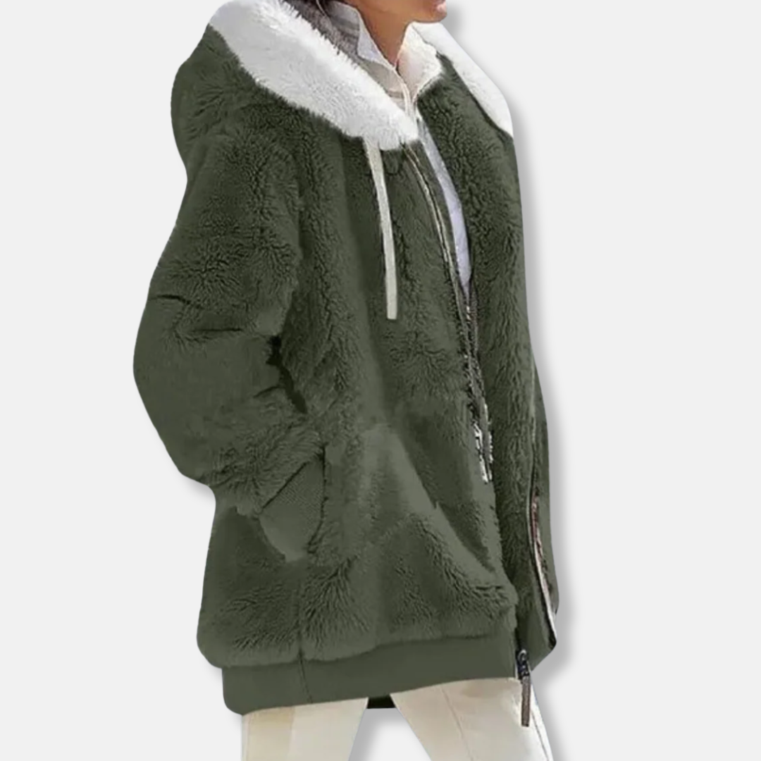 Isla Fleece Oversized Fleece Jacket | Hooded Zipper Jacket