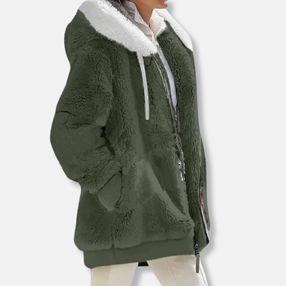 Isla Fleece Oversized Fleece Jacket | Hooded Zipper Jacket