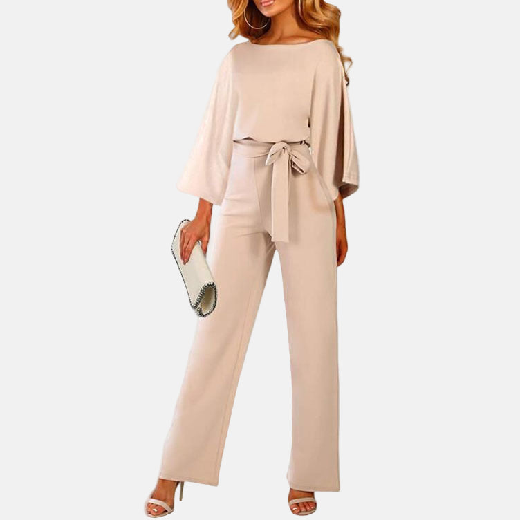 Women's Jumpsuit - Wide Leg - Belted Waist - Elegant Outfit