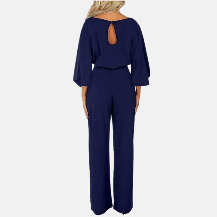 Women's Jumpsuit - Wide Leg - Belted Waist - Elegant Outfit