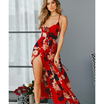 Women's Maxi Dress – Relaxed Fit – Spaghetti Straps – Floral Print – Light and Airy