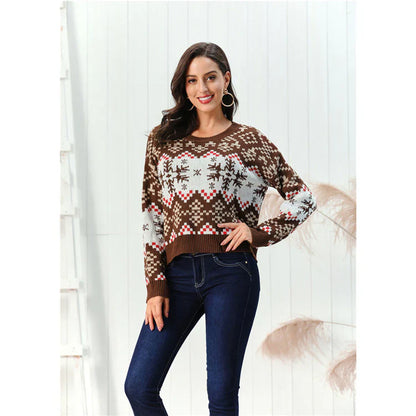 Women's Knit Sweater – Relaxed Fit – Chunky Knit – Patterned Design