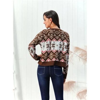 Women's Knit Sweater – Relaxed Fit – Chunky Knit – Patterned Design