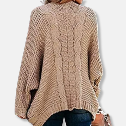 Isla Wool Oversized Cardigan | Ribbed Open Front Pockets Cardigan