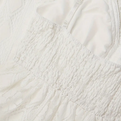 Women's Midi Dress – Relaxed Fit – Lace Details – Spaghetti Straps – Boho Look