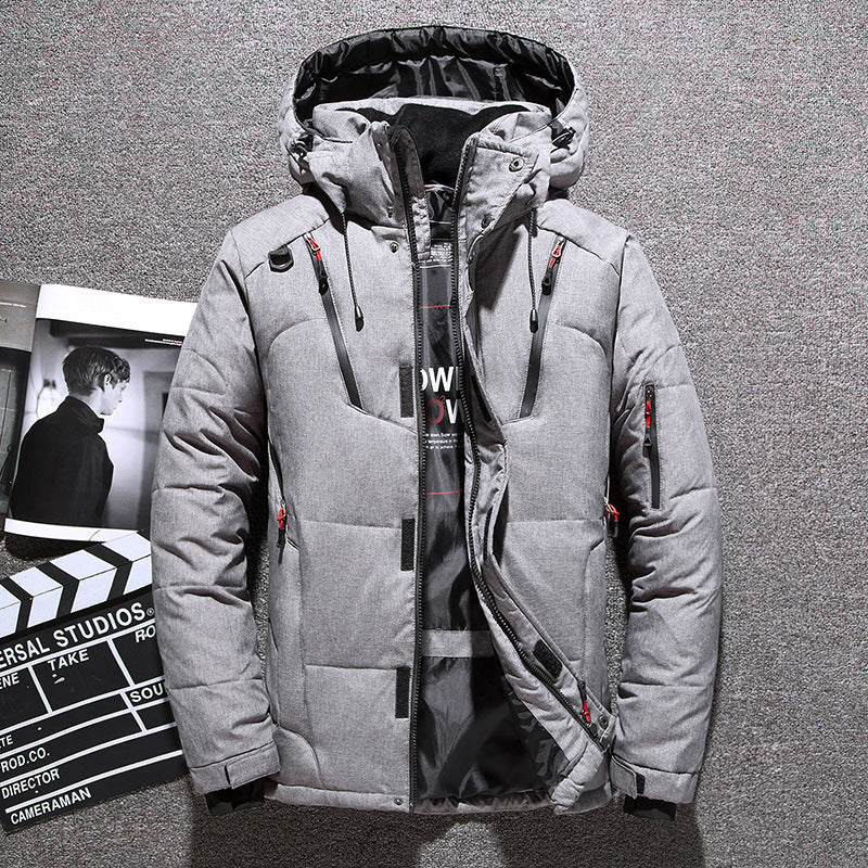 Men’s Puffer Jacket - Woven Fabric - Hooded - Relaxed Fit - Hip Length