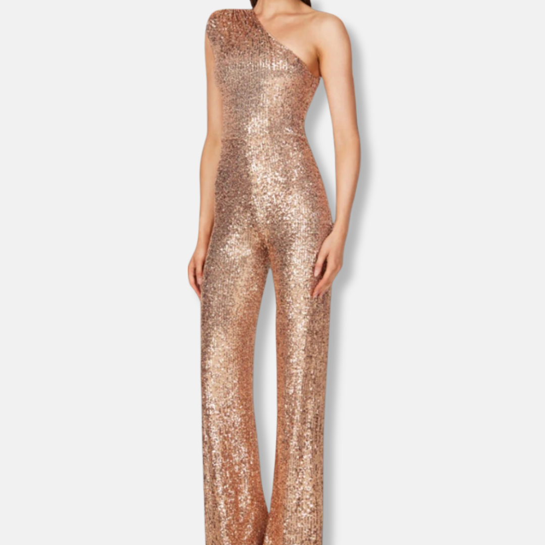 Stella Sequined One-Shoulder Wide Leg Jumpsuit | Sleeveless Jumpsuit