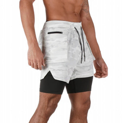 Men's Training Shorts – Double Layer – Compression Insert – Breathable – Mid Length