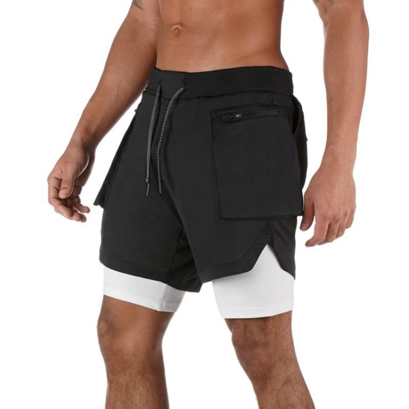 Men's Training Shorts – Double Layer – Compression Insert – Breathable – Mid Length