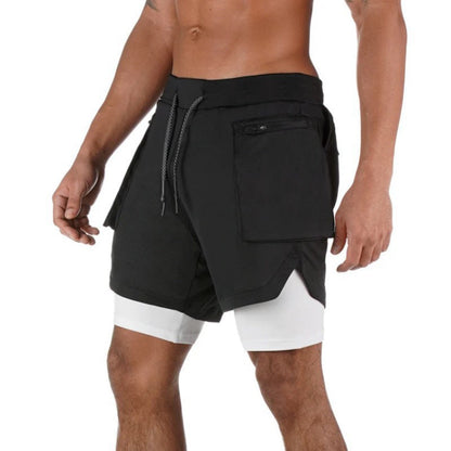 Men's Training Shorts – Double Layer – Compression Insert – Breathable – Mid Length