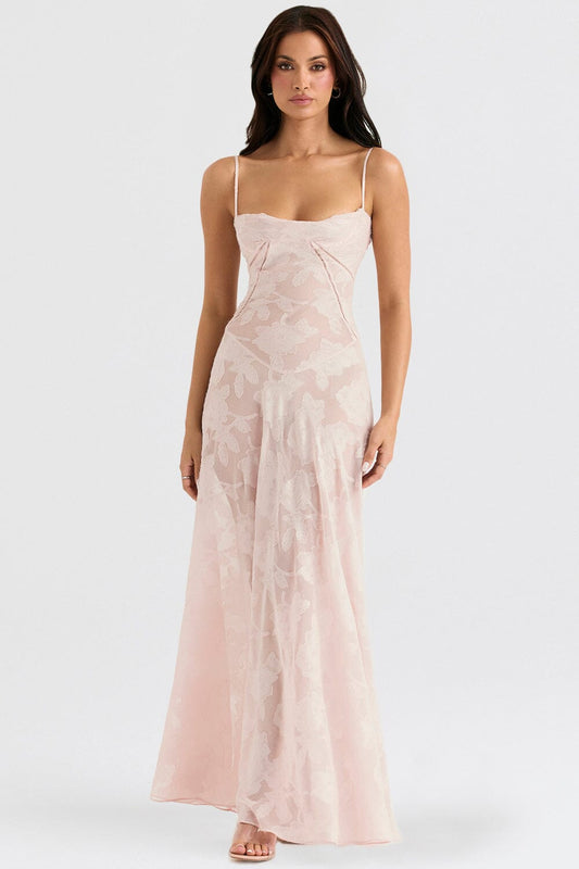 Dress for women – Maxi dress with slim fit – Light and airy – Floral pattern – Spaghetti straps