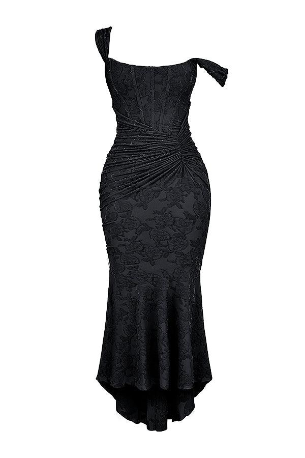 Women's Evening Dress - Figure-Hugging Mermaid Fit - Full Length - Elegant Lace