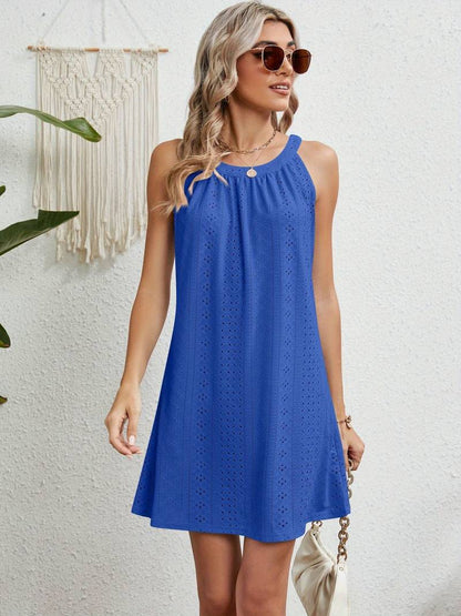 Dress for Women – Strapless Beach Dress – A-line – Breathable Light Material – Broderie Anglaise