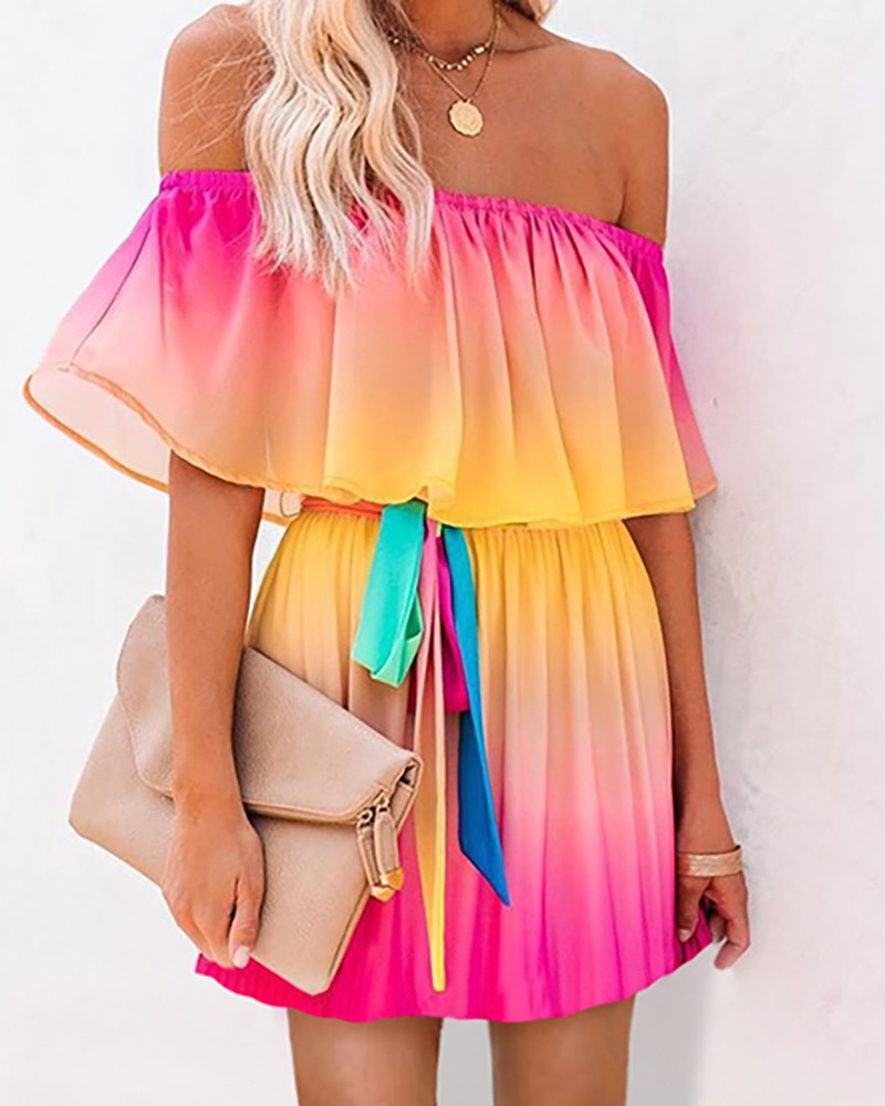 Women's Mini Dress – Off-Shoulder – Ruched Waist – Light and Breathable Design