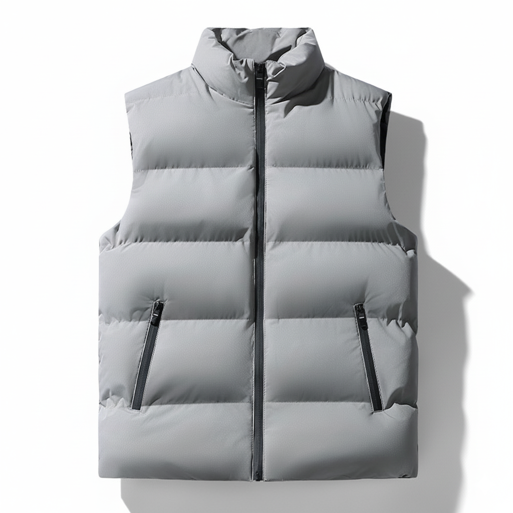 Men's Vests - Lightweight Quilted - Windproof and Warm - High Collar - Zipper Closure