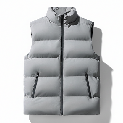 Men's Vests - Lightweight Quilted - Windproof and Warm - High Collar - Zipper Closure