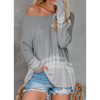 Women's Knit Sweater – Relaxed Fit – Ribbed Texture – Long Sleeves – Round Neck