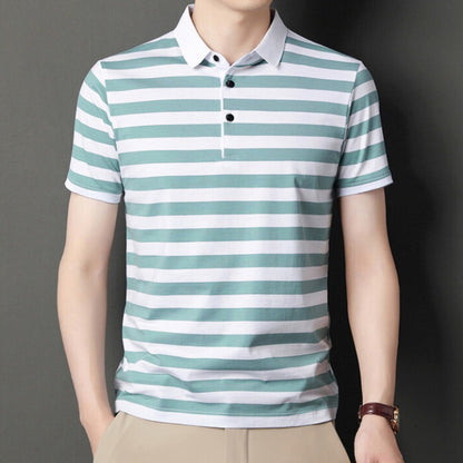 Men's Polo Shirt – Slim Fit – Soft Knit – Short Sleeve – Striped Design
