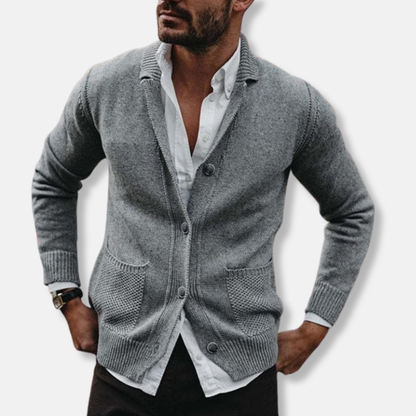 Men's Cardigan - Knit with Button Closure - Shawl Collar - Elegant and Comfortable Fit