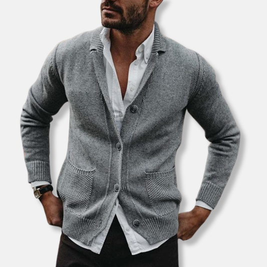 Men's Cardigan - Knit with Button Closure - Shawl Collar - Elegant and Comfortable Fit