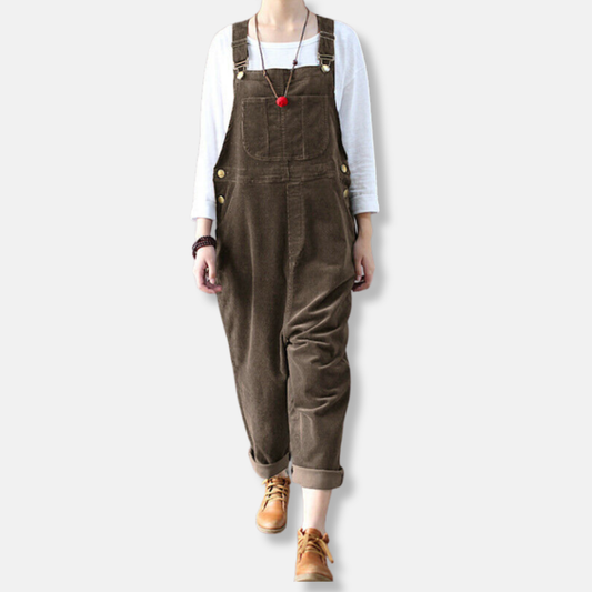 Women's Overalls - Corduroy - Adjustable Straps - Relaxed Fit - Practical Pockets